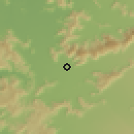 Shaded relief of the 55 km around San Gregorio, drawn from the GMTED2010 grid
