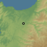 Shaded relief of the 54 km around San José de Colico, drawn from the GMTED2010 grid