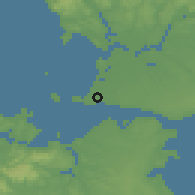 Shaded relief of the 53 km around Carelmapu, drawn from the GMTED2010 grid