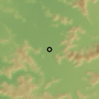 Shaded relief of the 55 km around San José del Carmen, drawn from the GMTED2010 grid