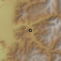 Shaded relief of the 55 km around San José de Maipo, drawn from the GMTED2010 grid