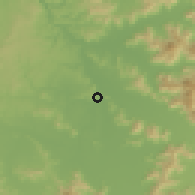 Shaded relief of the 55 km around San José de Marchihue, drawn from the GMTED2010 grid