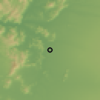 Shaded relief of the 55 km around San León, drawn from the GMTED2010 grid