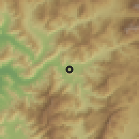 Shaded relief of the 56 km around San Lorenzo, drawn from the GMTED2010 grid