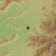 Shaded relief of the 55 km around San Luis, drawn from the GMTED2010 grid
