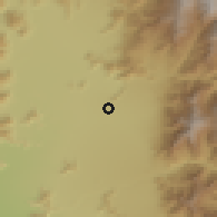 Shaded relief of the 55 km around San Miguel, drawn from the GMTED2010 grid