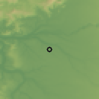 Shaded relief of the 53 km around San Pablo, drawn from the GMTED2010 grid