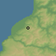 Shaded relief of the 55 km around Carrizal, drawn from the GMTED2010 grid