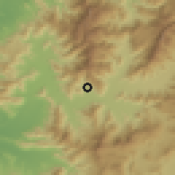 Shaded relief of the 56 km around San Rafael, drawn from the GMTED2010 grid