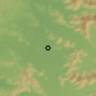 Shaded relief of the 55 km around San Roberto, drawn from the GMTED2010 grid
