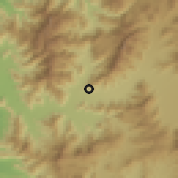 Shaded relief of the 56 km around San Roque, drawn from the GMTED2010 grid