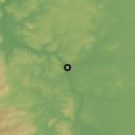 Shaded relief of the 54 km around San Rosendo, drawn from the GMTED2010 grid