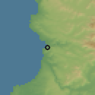 Shaded relief of the 55 km around Cartagena, drawn from the GMTED2010 grid