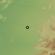 Shaded relief of the 55 km around Santa Ana de Queri, drawn from the GMTED2010 grid