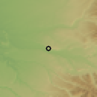 Shaded relief of the 54 km around Santa Bárbara, drawn from the GMTED2010 grid