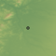 Shaded relief of the 54 km around Santa Clara, drawn from the GMTED2010 grid