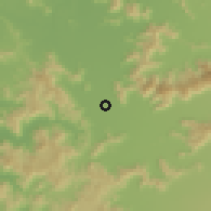 Shaded relief of the 55 km around Santa Cruz, drawn from the GMTED2010 grid