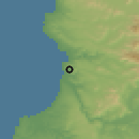 Shaded relief of the 55 km around Cartagena II, drawn from the GMTED2010 grid