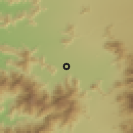 Shaded relief of the 55 km around Santa Filomena, drawn from the GMTED2010 grid