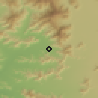 Shaded relief of the 55 km around Santa Inés, drawn from the GMTED2010 grid