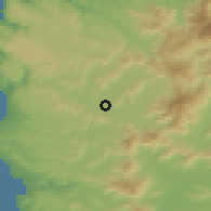 Shaded relief of the 55 km around Casablanca, drawn from the GMTED2010 grid