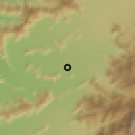 Shaded relief of the 55 km around Santa Julia, drawn from the GMTED2010 grid