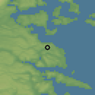 Shaded relief of the 52 km around Santa María, drawn from the GMTED2010 grid