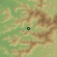 Shaded relief of the 55 km around Alhué, drawn from the GMTED2010 grid