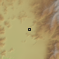 Shaded relief of the 55 km around Santa Rosa, drawn from the GMTED2010 grid