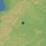 Shaded relief of the 55 km around Santa Sofía, drawn from the GMTED2010 grid