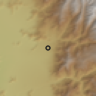 Shaded relief of the 55 km around Santiago, drawn from the GMTED2010 grid