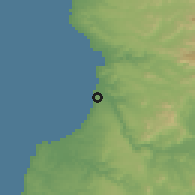 Shaded relief of the 55 km around Santo Domingo, drawn from the GMTED2010 grid