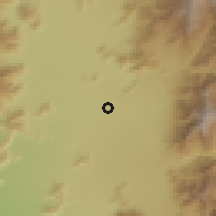 Shaded relief of the 55 km around San Vicente, drawn from the GMTED2010 grid