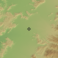 Shaded relief of the 55 km around Sarmiento, drawn from the GMTED2010 grid