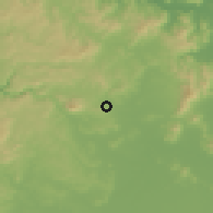 Shaded relief of the 55 km around Sauzal, drawn from the GMTED2010 grid