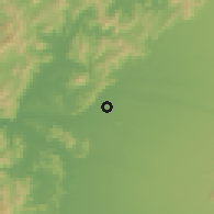 Shaded relief of the 55 km around Talca, drawn from the GMTED2010 grid