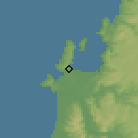 Shaded relief of the 54 km around Talcahuano, drawn from the GMTED2010 grid