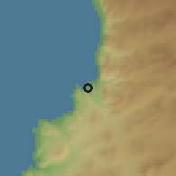 Shaded relief of the 57 km around Taltal, drawn from the GMTED2010 grid