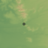 Shaded relief of the 54 km around Temuco, drawn from the GMTED2010 grid
