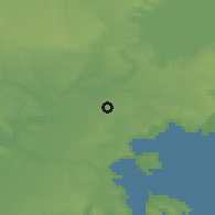 Shaded relief of the 53 km around Tepual, drawn from the GMTED2010 grid