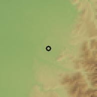 Shaded relief of the 54 km around Termas de Catillo, drawn from the GMTED2010 grid