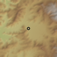 Shaded relief of the 56 km around Tierras Blancas, drawn from the GMTED2010 grid