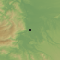 Shaded relief of the 54 km around Tijeral, drawn from the GMTED2010 grid