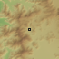 Shaded relief of the 55 km around Tiltil, drawn from the GMTED2010 grid