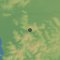 Shaded relief of the 54 km around Caupolicán, drawn from the GMTED2010 grid