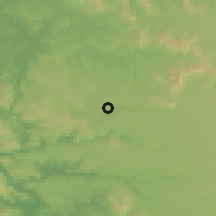 Shaded relief of the 54 km around Traiguén, drawn from the GMTED2010 grid