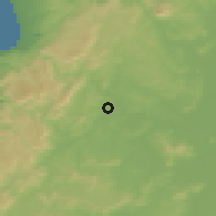 Shaded relief of the 55 km around Cauquenes, drawn from the GMTED2010 grid