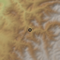 Shaded relief of the 56 km around Tulahuén, drawn from the GMTED2010 grid