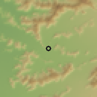 Shaded relief of the 55 km around Tunca Abajo, drawn from the GMTED2010 grid