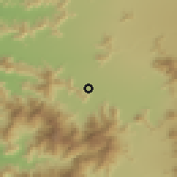 Shaded relief of the 55 km around Valdivia de Paine, drawn from the GMTED2010 grid